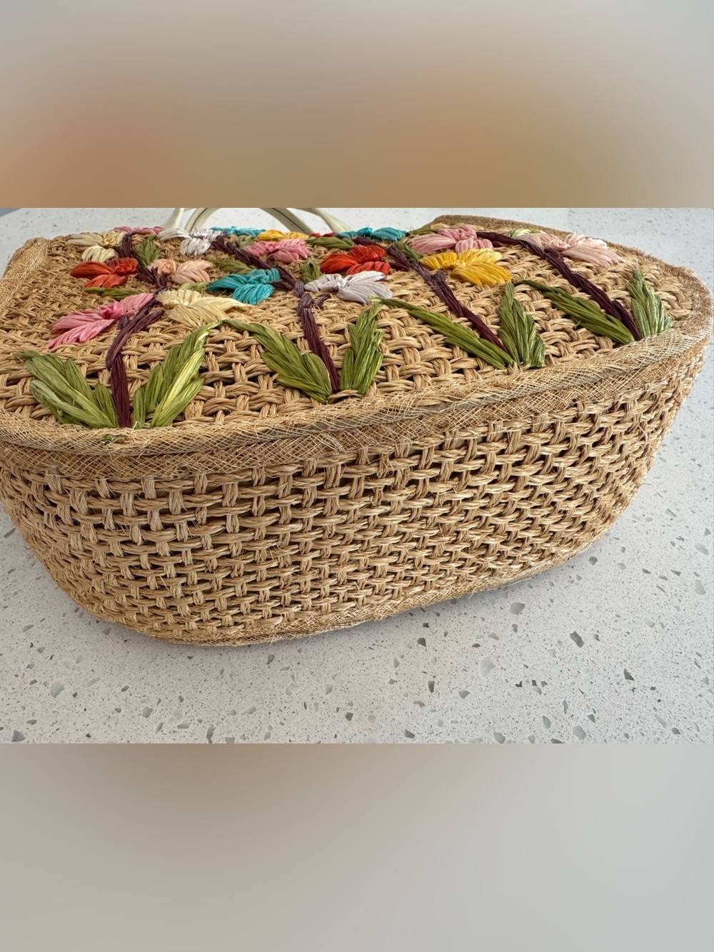 60s Cabana Straw Flower Tote - Picture 6 of 8